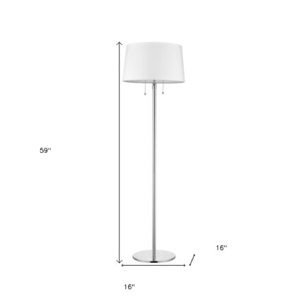 59" Floor Lamp With White Linen Empire Shade - Image 4