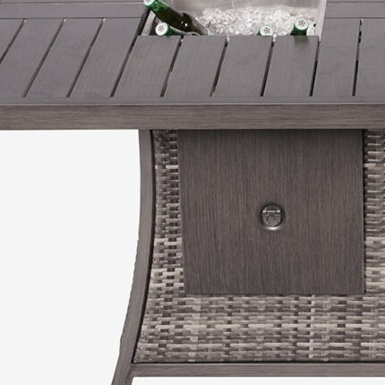 Gray Wicker Outdoor Gas Fire Pit Table with Ice Bucket - Image 14