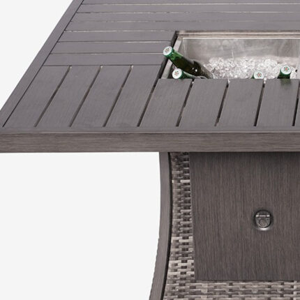 Gray Wicker Outdoor Gas Fire Pit Table with Ice Bucket - Image 13
