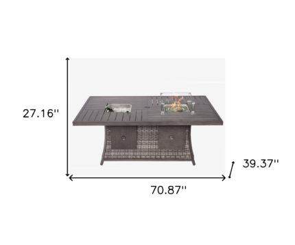 Gray Wicker Outdoor Gas Fire Pit Table with Ice Bucket - Image 16