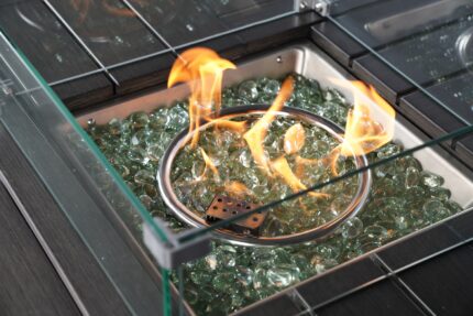 Gray Wicker Outdoor Gas Fire Pit Table with Ice Bucket - Image 15