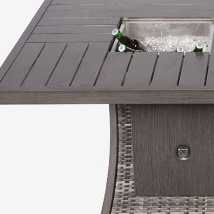 Gray Wicker Outdoor Gas Fire Pit Table with Ice Bucket - Image 12