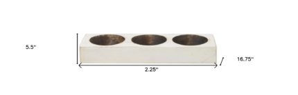 Distressed White 3 Hole Cheese Mold Candle Holder - Image 6