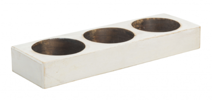 Distressed White 3 Hole Cheese Mold Candle Holder - Image 5