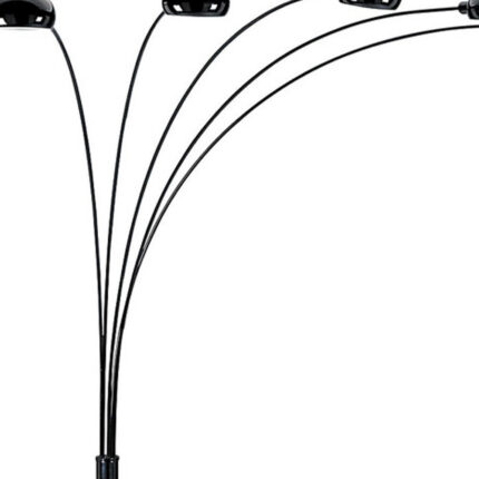 84" Black Five Light Arc Floor Lamp With Black Dome Shade - Image 5