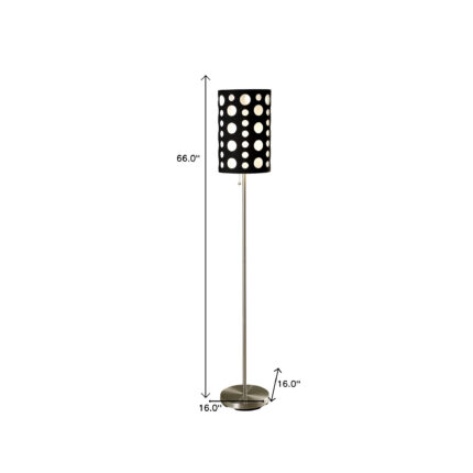 66" Steel Novelty Floor Lamp With Black And White Drum Shade - Image 6