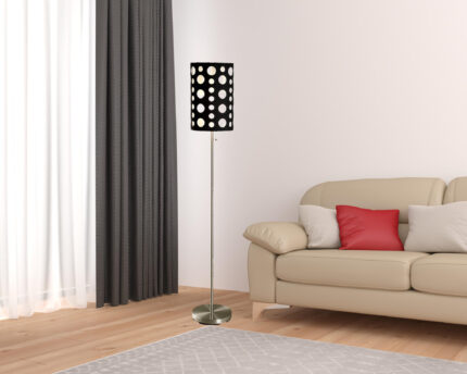 66" Steel Novelty Floor Lamp With Black And White Drum Shade - Image 3