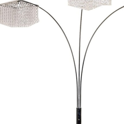 84" Silver Three Light Arched Floor Lamp With Clear Crystal Square Shade - Image 3
