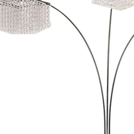 84" Silver Three Light Arched Floor Lamp With Clear Crystal Square Shade - Image 4