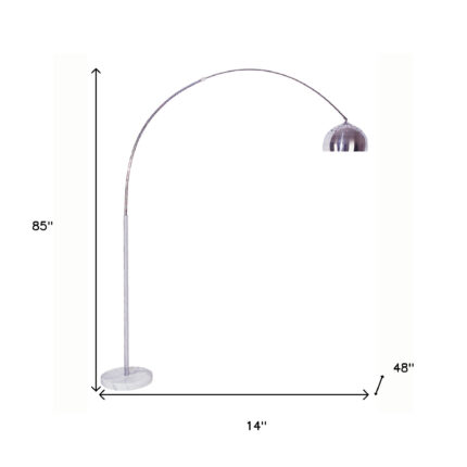 85" White Metal Arched Floor Lamp With Silver Metal Dome Shade - Image 5