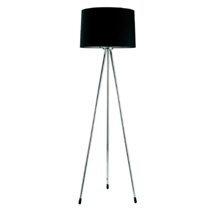 59" Silver Tripod Floor Lamp With Black Fabric Drum Shade - Image 3