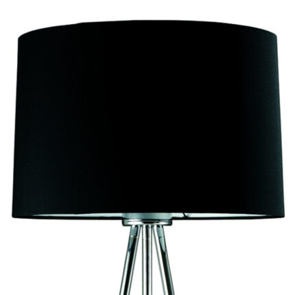 59" Silver Tripod Floor Lamp With Black Fabric Drum Shade - Image 4