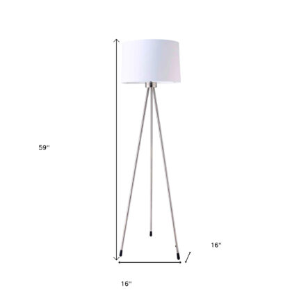 59" White Tripod Floor Lamp With White Drum Shade - Image 6