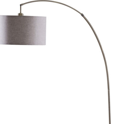 86" Beige And Antique Gold Arched Floor Lamp With Gray Drum Shade - Image 5