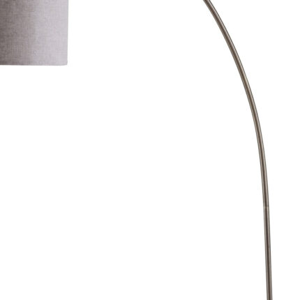 86" Beige And Antique Gold Arched Floor Lamp With Gray Drum Shade - Image 4