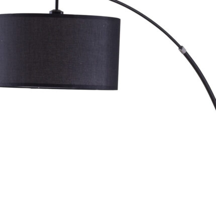 86" Black Metal Arc Floor Lamp With Black Fabric Drum Shade - Image 5