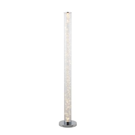 49" White Metal LED Column Floor Lamp With Clear Acrylic Drum Shade - Image 3