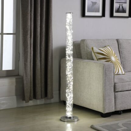 49" White Metal LED Column Floor Lamp With Clear Acrylic Drum Shade - Image 4