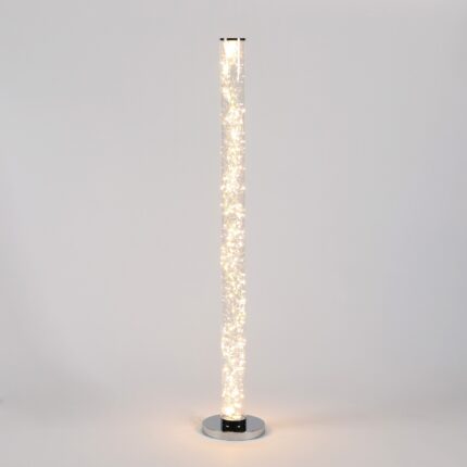 49" White Metal LED Column Floor Lamp With Clear Acrylic Drum Shade - Image 5