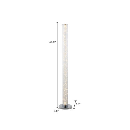 49" White Metal LED Column Floor Lamp With Clear Acrylic Drum Shade - Image 6