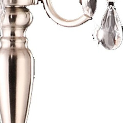 62" Silver Three Light Candelabra Floor Lamp With White Fabric Drum Shade - Image 2