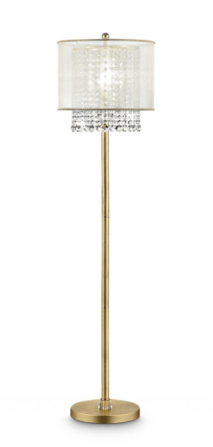65" Gold And White Novelty Floor Lamp With White Fabric Drum Shade - Image 3