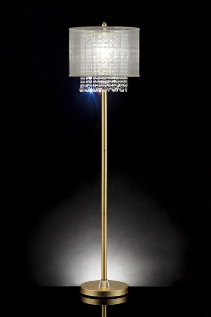 65" Gold And White Novelty Floor Lamp With White Fabric Drum Shade - Image 6