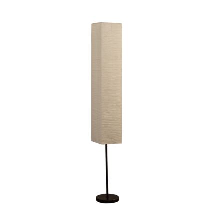 63" Black And Off White Column Floor Lamp With Off White Paper Rectangular Shade - Image 2