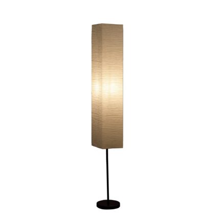 63" Black And Off White Column Floor Lamp With Off White Paper Rectangular Shade - Image 1