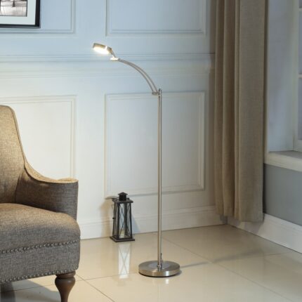 54" Silver Adjustable LED Task Floor Lamp With Silver - Image 5