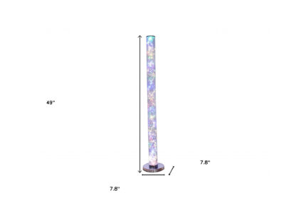 49" Silver LED Column Floor Lamp With Clear Acrylic Drum Shade - Image 5