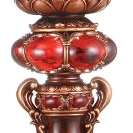 16" Tall Red and Brown Faux Marble Candle Holder with Candle - Image 4