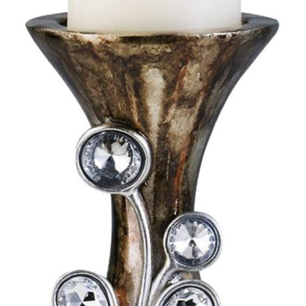 20" Ornate Faux Crystal Tabletop Pillar Candle Holder - Image 4