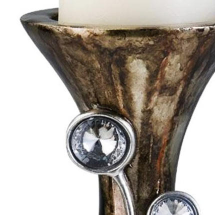 20" Ornate Faux Crystal Tabletop Pillar Candle Holder - Image 5