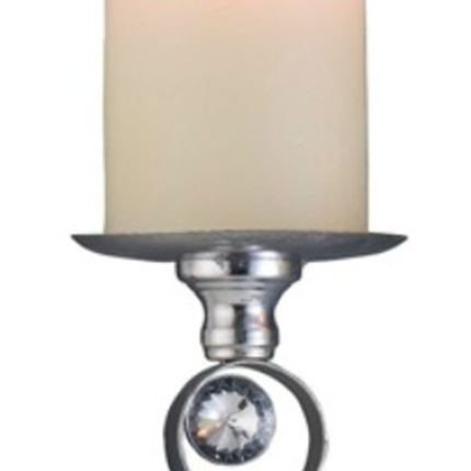 Set Of Two Silver and Blue Bling Tabletop Pillar Candle Holders - Image 5
