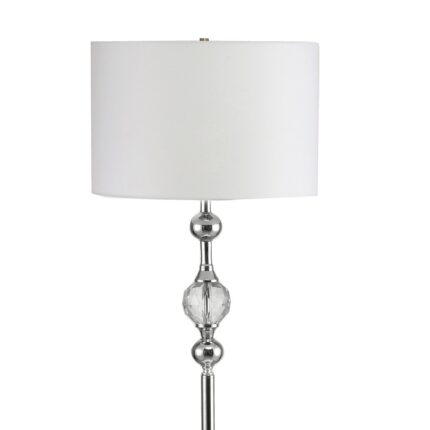 63" Chrome and Crystal Orb Shaped Floor Lamp With White Drum Shade - Image 4