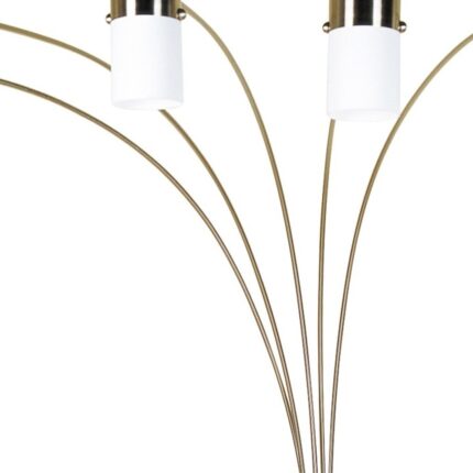 84" Gold And White Five Light Arched Floor Lamp With White Acrylic Drum Shade - Image 4