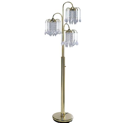 63" Gold Three Lights Candelabra Floor Lamp With Clear Faux Crystal Shades - Image 2