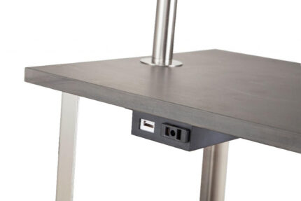 58" Steel Tray Table Floor Lamp With White Square Shade - Image 4