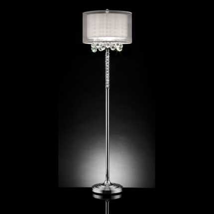63" Silver Three Light Candelabra Floor Lamp With White Fabric Drum Shade - Image 5