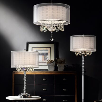 63" Silver Three Light Candelabra Floor Lamp With White Fabric Drum Shade - Image 6