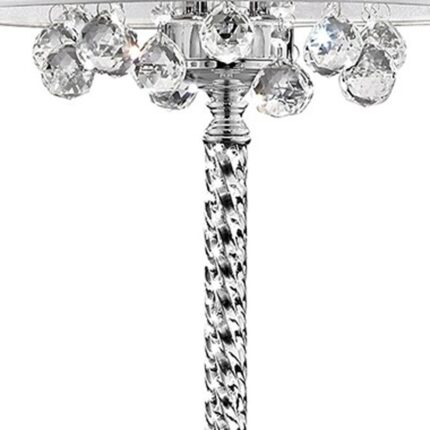 63" Silver Three Light Candelabra Floor Lamp With White Fabric Drum Shade - Image 3