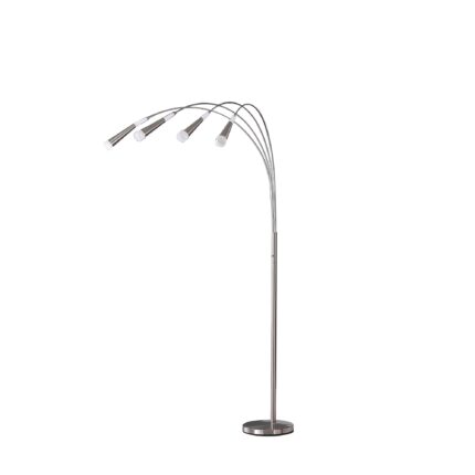 72" Silver Four Light LED Arc Floor Lamp With White - Image 1