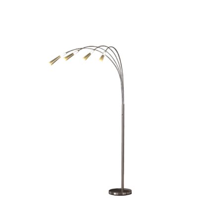 72" Silver Four Light LED Arc Floor Lamp With White - Image 2
