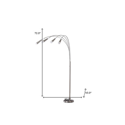 72" Silver Four Light LED Arc Floor Lamp With White - Image 7