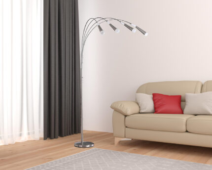 72" Silver Four Light LED Arc Floor Lamp With White - Image 3
