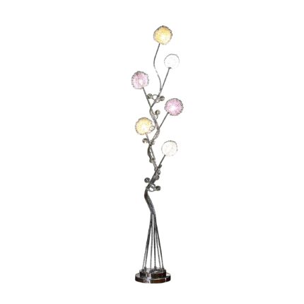59" Silver Six Light LED Novelty Floor Lamp With Purple And White Metal Novelty Shade - Image 3