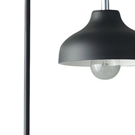 63" Black LED Arc Floor Lamp With Black Metal Bowl Shade - Image 4
