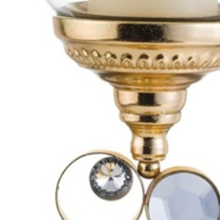 18" Gold and Faux Crystal Bling Tabletop Hurricane Candle Holder - Image 5