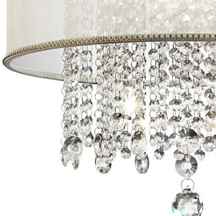 Primo Gold Finish Ceiling Lamp with Crystal Accents and White Shade - Image 3